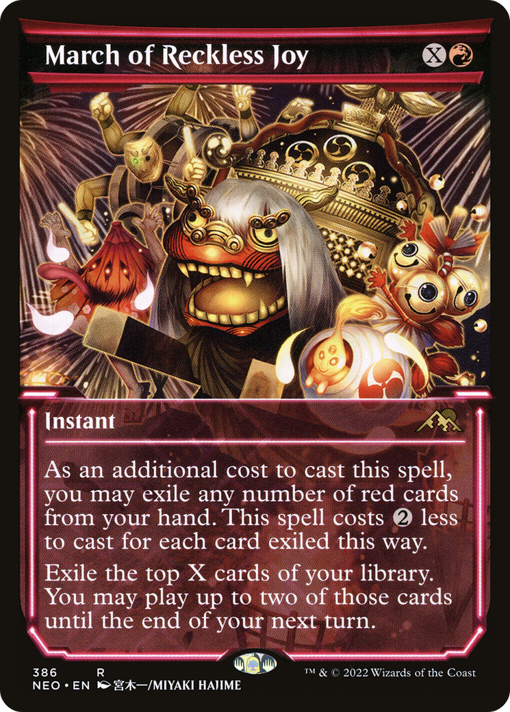 March of Reckless Joy (Showcase) (NEO-386)  Foil - Kamigawa: Neon Dynasty: (Showcase)