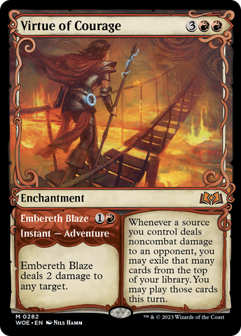 Virtue of Courage (Showcase) (WOE-282)  Foil - Wilds of Eldraine: (Showcase)