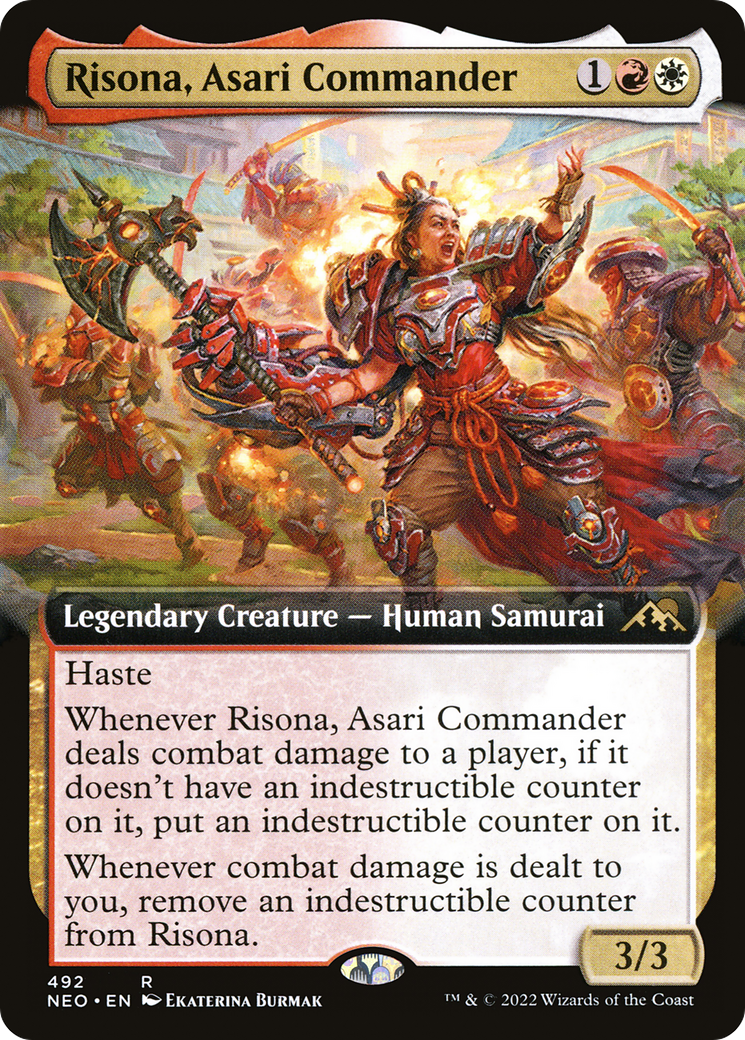 Risona, Asari Commander (Extended Art) (NEO-492)  Foil - Kamigawa: Neon Dynasty: (Extended Art)
