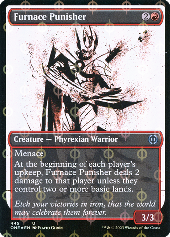 Furnace Punisher (Showcase) (Step-and-Compleat Foil) (ONE-445)  Foil - Phyrexia: All Will Be One: (Showcase)