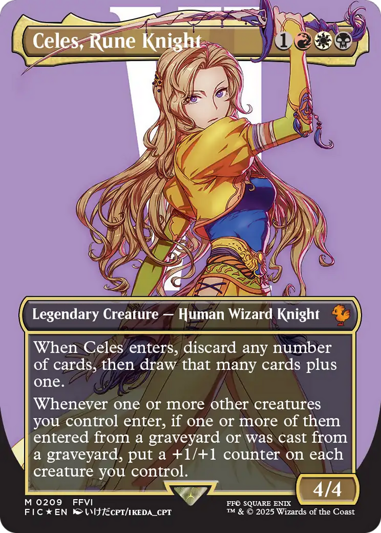 Celes, Rune Knight (Borderless) (Surge Foil) (FIC-209)  Foil - Commander: FINAL FANTASY