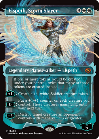 Elspeth, Storm Slayer (Showcase) (TDM-401)  Foil - Tarkir: Dragonstorm: (Showcase) (Borderless)