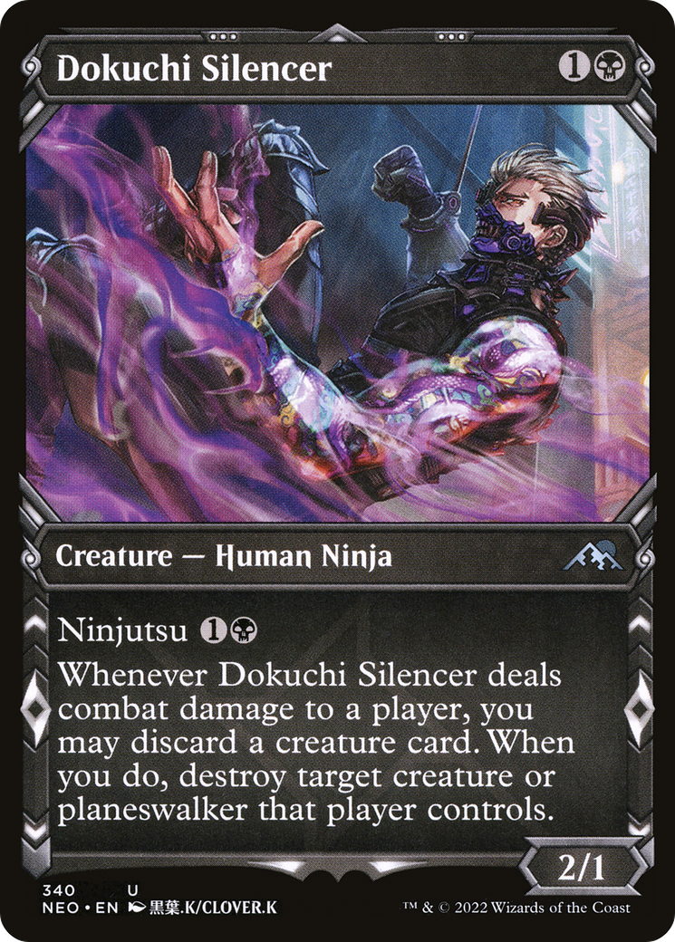 Dokuchi Silencer (Showcase) (NEO-340)  Foil - Kamigawa: Neon Dynasty: (Showcase)