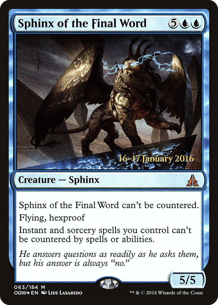 Sphinx of the Final Word (PRE-063)  Foil - Oath of the Gatewatch Promos