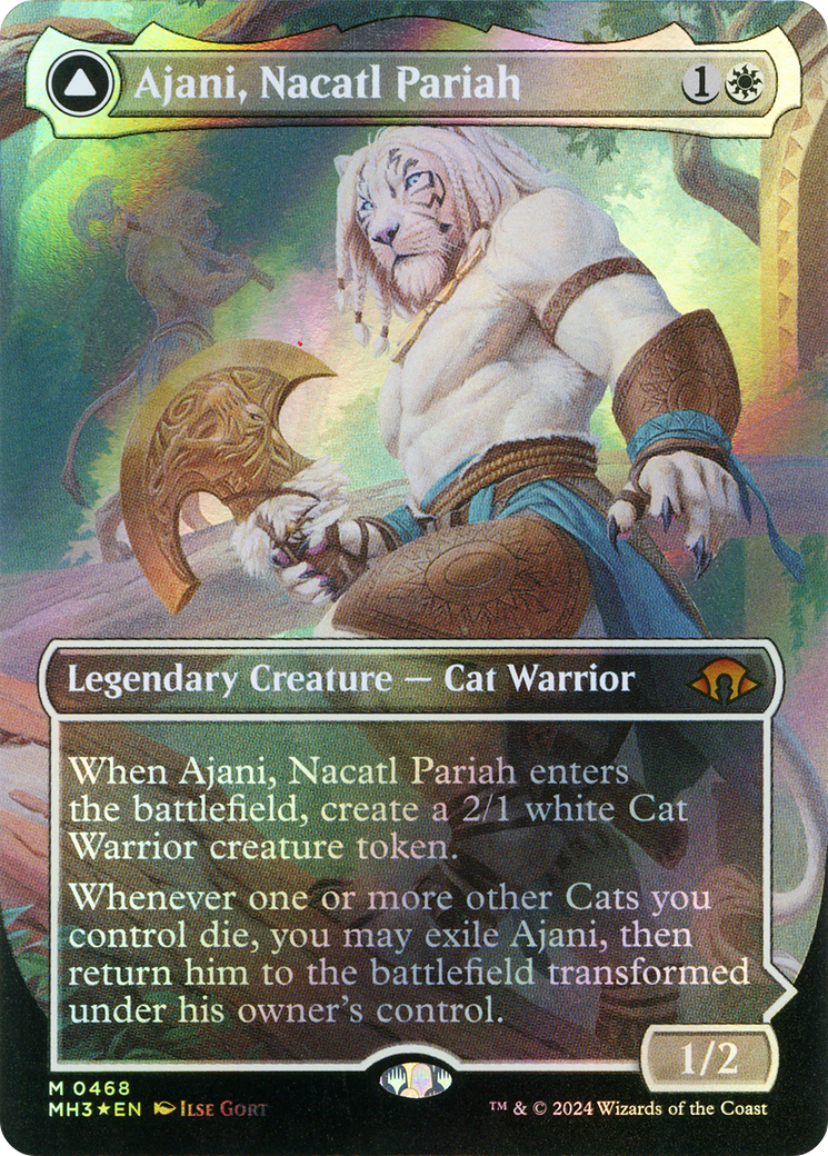 Ajani, Nacatl Pariah (Borderless) (Textured Foil) (MH3-468)  Foil - Modern Horizons 3