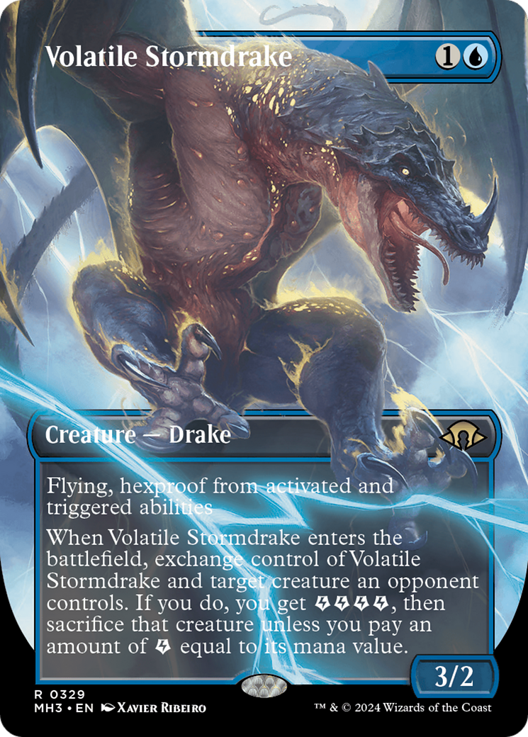 Volatile Stormdrake (Borderless) (MH3-329)  Foil - Modern Horizons 3