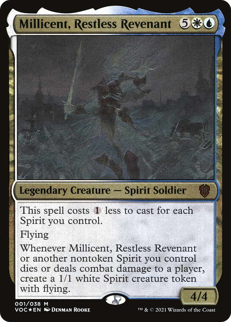 Millicent, Restless Revenant (Display Commander) - Thick Stock (VOC-001) - Crimson Vow Commander Display Commanders Foil