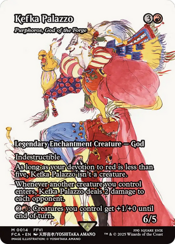Kefka Palazzo - Purphoros, God of the Forge (Showcase) (FCA-014)  Foil - FINAL FANTASY: Through the Ages / Kefka Palazzo: (enchantment) (Borderless)