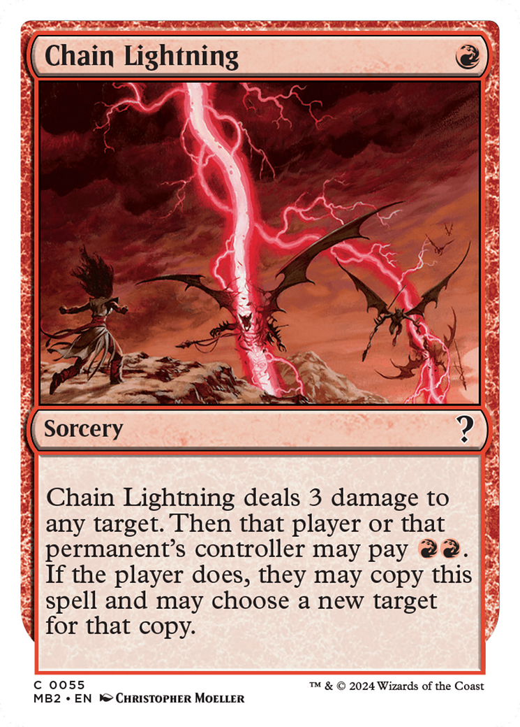 Chain Lightning (White Border) (MB2-055)  - Mystery Booster 2