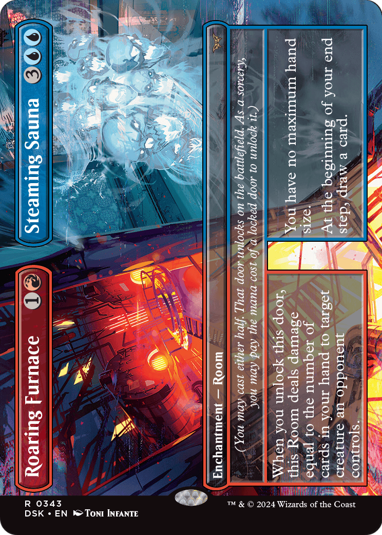 Roaring Furnace // Steaming Sauna (Borderless) (DSK-343)  Foil - Duskmourn: House of Horror