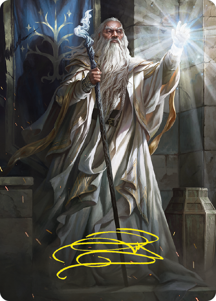 Gandalf the White Art Card (Gold-Stamped Signature) (ASLTR-003)  - Tales of Middle-earth Art Series (Borderless)