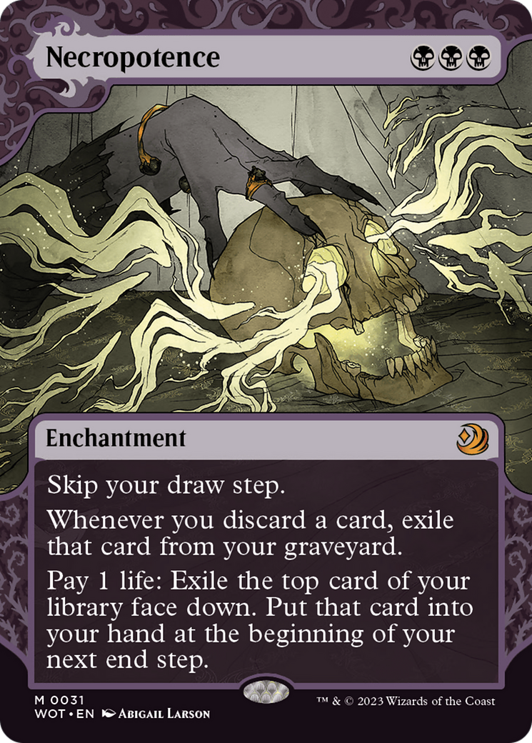 Necropotence (WOT-031)  Foil - Wilds of Eldraine: Enchanting Tales: (Showcase) (Borderless)