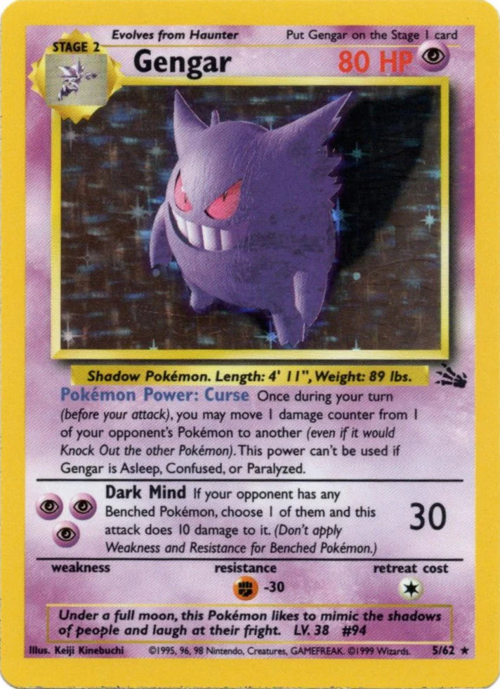 Gengar (5) 005/62  - Unlimited Holofoil Fossil - Holo Rare