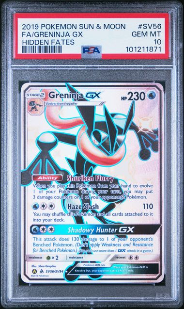 Pokemon Greninja GX Shiny Full Art (SV56/SV94) [Sun & Moon: Hidden Fates] PSA 10