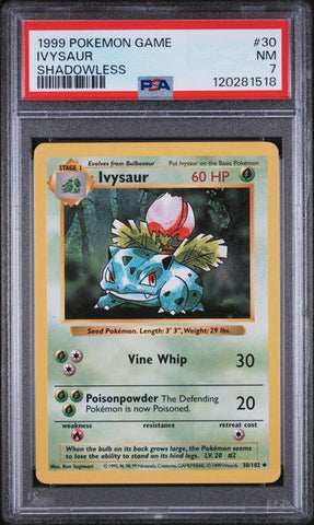 Ivysaur 030/102 - Unlimited Base Set Shadowless PSA 7