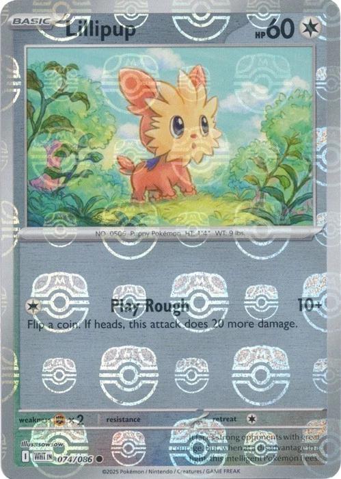 Lillipup (Master Ball Pattern) 074/086  - Holofoil SV White Flare - Common