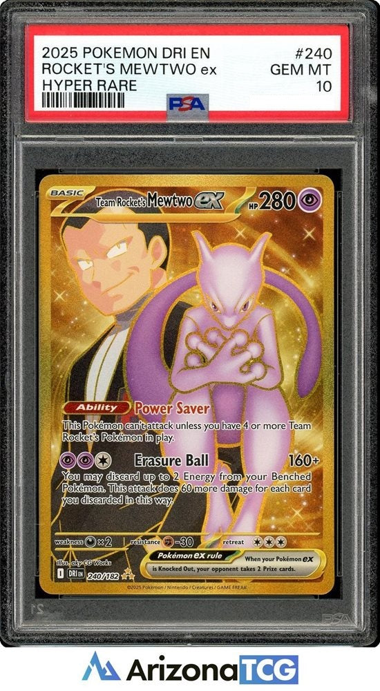 Team Rocket's Mewtwo ex 240/182  - Holofoil SV10 Destined Rivals - Hyper Rare PSA 10