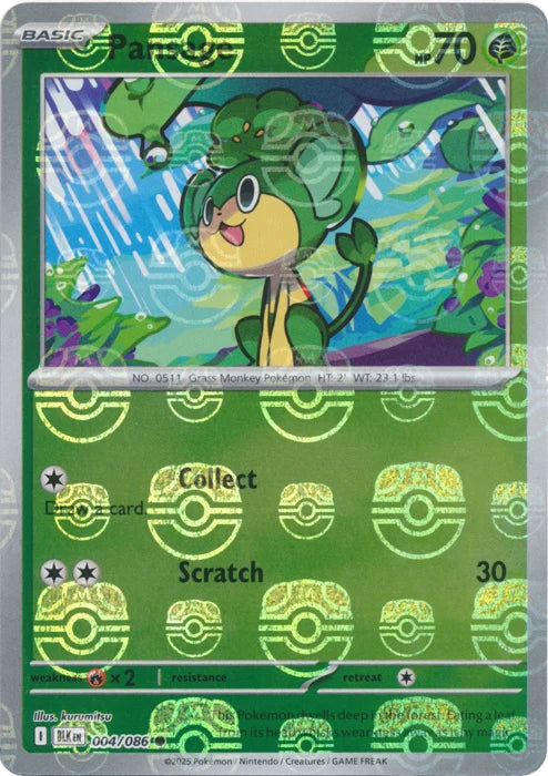 Pansage (Master Ball Pattern) 004/086  - Holofoil SV Black Bolt - Common