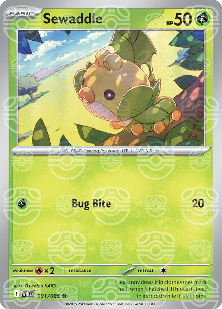Sewaddle (Master Ball Pattern) 001/086  - Holofoil SV White Flare