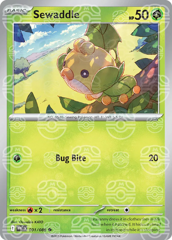 Sewaddle (Master Ball Pattern) 001/086  - Holofoil SV White Flare