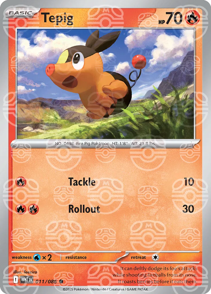 Tepig (Master Ball Pattern) 011/086  - Holofoil SV White Flare