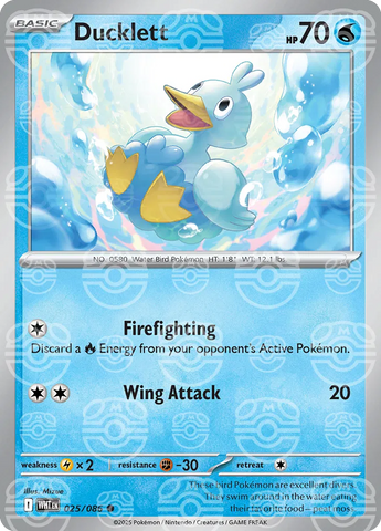 Ducklett (Master Ball Pattern) 025/086  - Holofoil SV White Flare