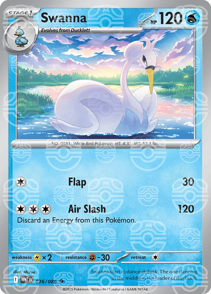 Swanna (Master Ball Pattern) 026/086  - Holofoil SV White Flare