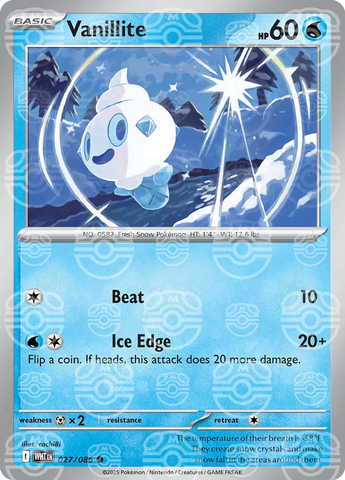 Vanillite (Master Ball Pattern) 027/086  - Holofoil SV White Flare