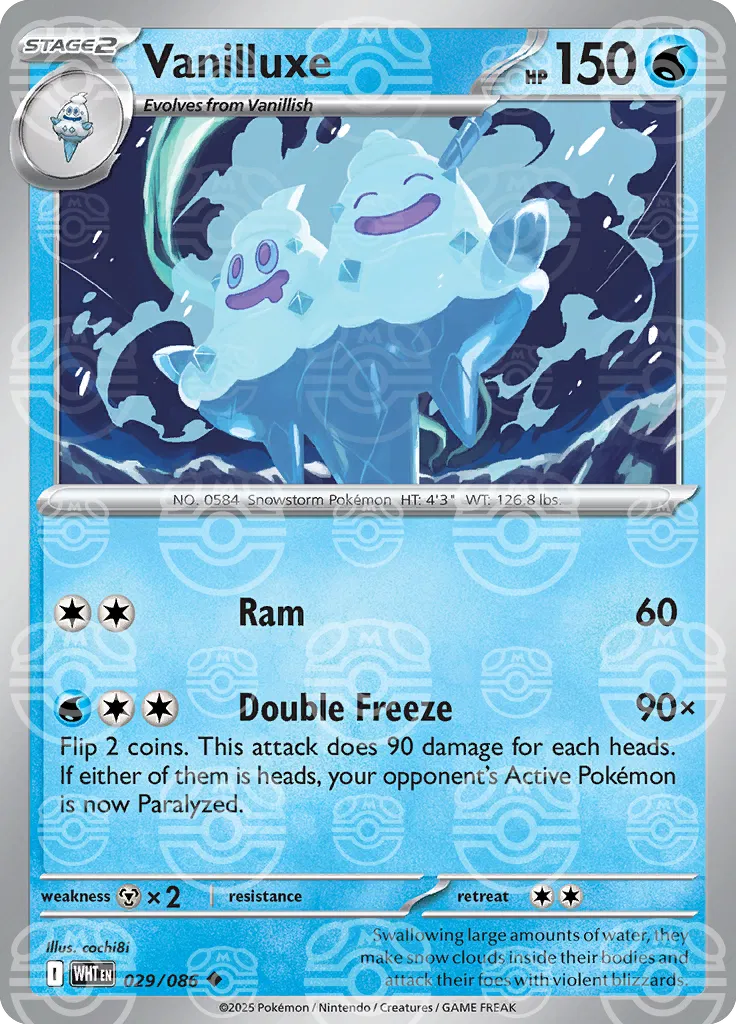 Vanilluxe (Master Ball Pattern) 029/086  - Holofoil SV White Flare
