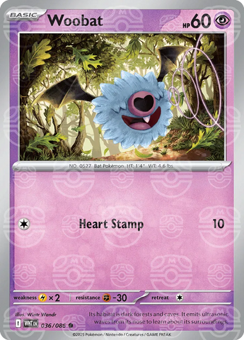 Woobat (Master Ball Pattern) 036/086  - Holofoil SV White Flare