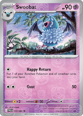 Swoobat (Master Ball Pattern) 037/086  - Holofoil SV White Flare