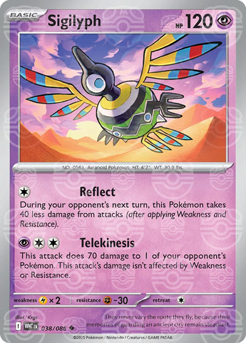 Sigilyph (Master Ball Pattern) 038/086  - Holofoil SV White Flare