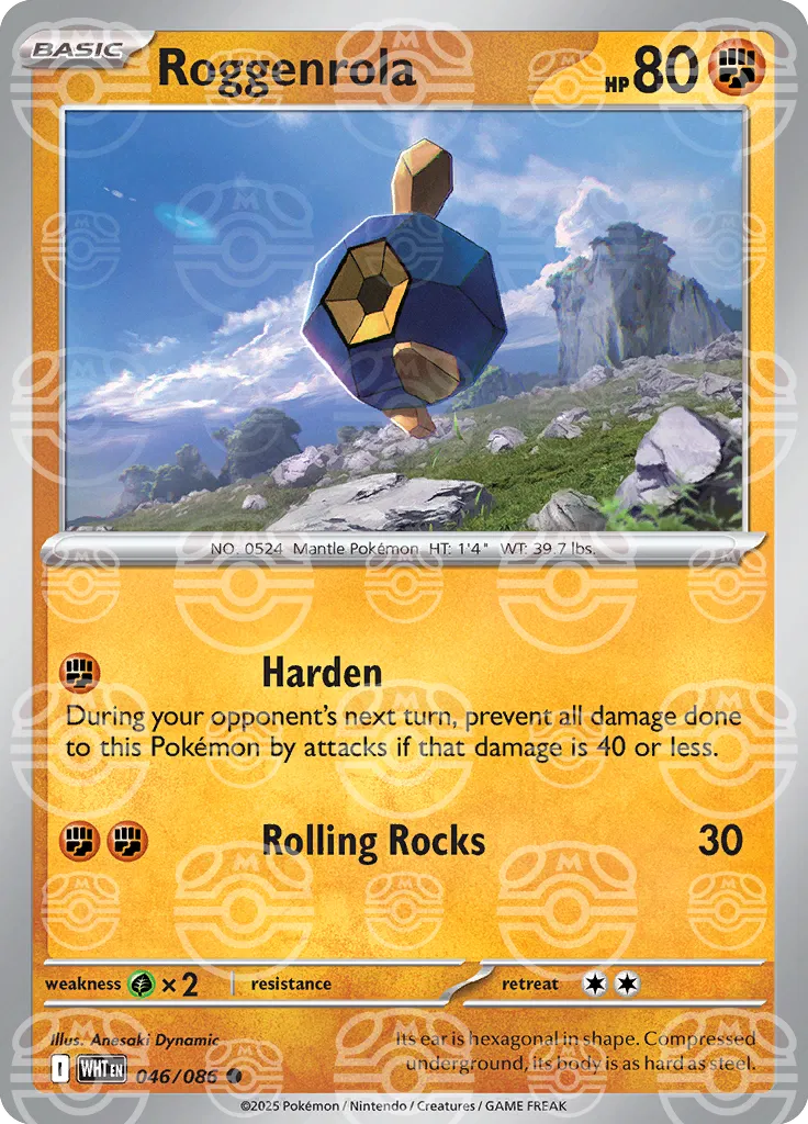 Roggenrola (Master Ball Pattern) 046/086  - Holofoil SV White Flare