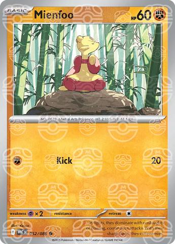 Mienfoo (Master Ball Pattern) 052/086  - Holofoil SV White Flare
