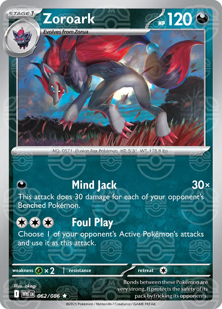 Zoroark (Master Ball Pattern) 062/086  - Holofoil SV White Flare