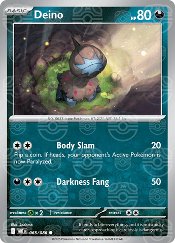 Deino (Master Ball Pattern) 065/086  - Holofoil SV White Flare