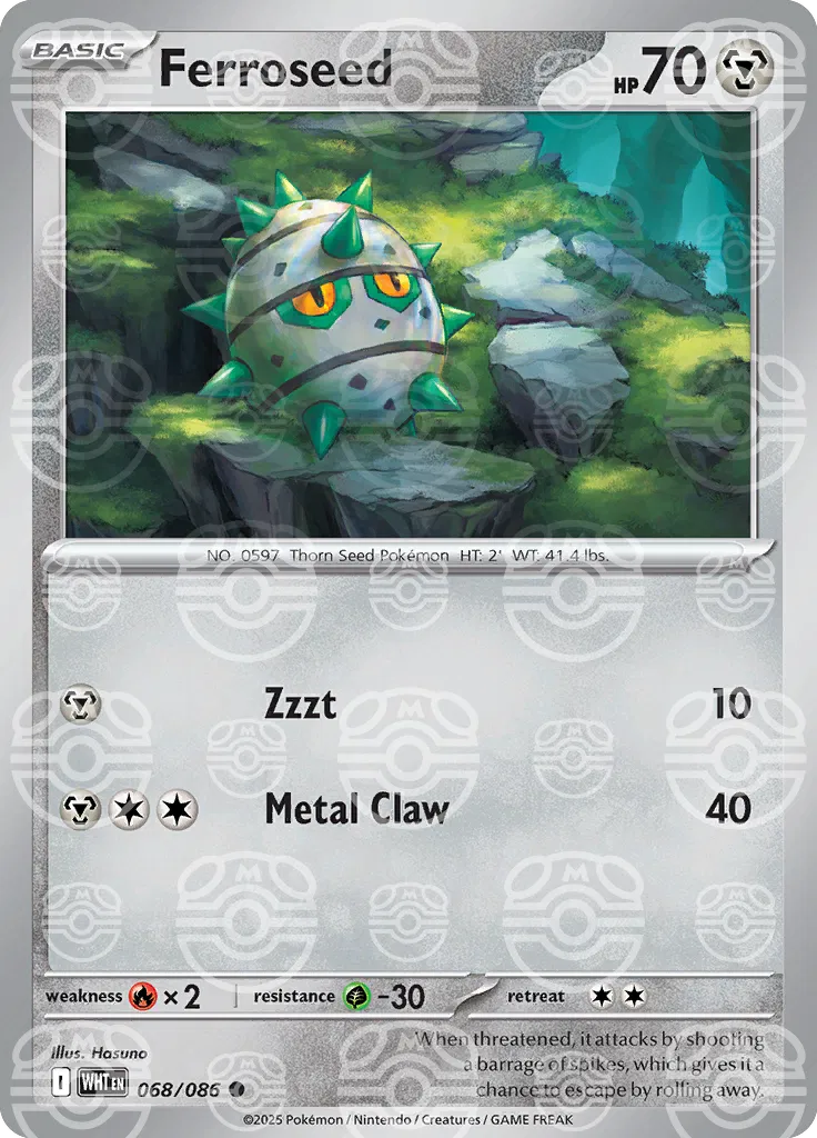 Ferroseed (Master Ball Pattern) 068/086  - Holofoil SV White Flare