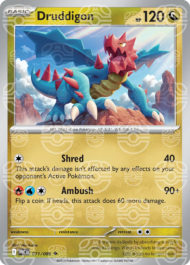 Druddigon (Master Ball Pattern) 071/086  - Holofoil SV White Flare