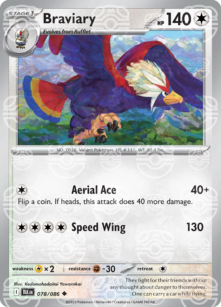 Braviary (Master Ball Pattern) 078/086  - Holofoil SV Black Bolt
