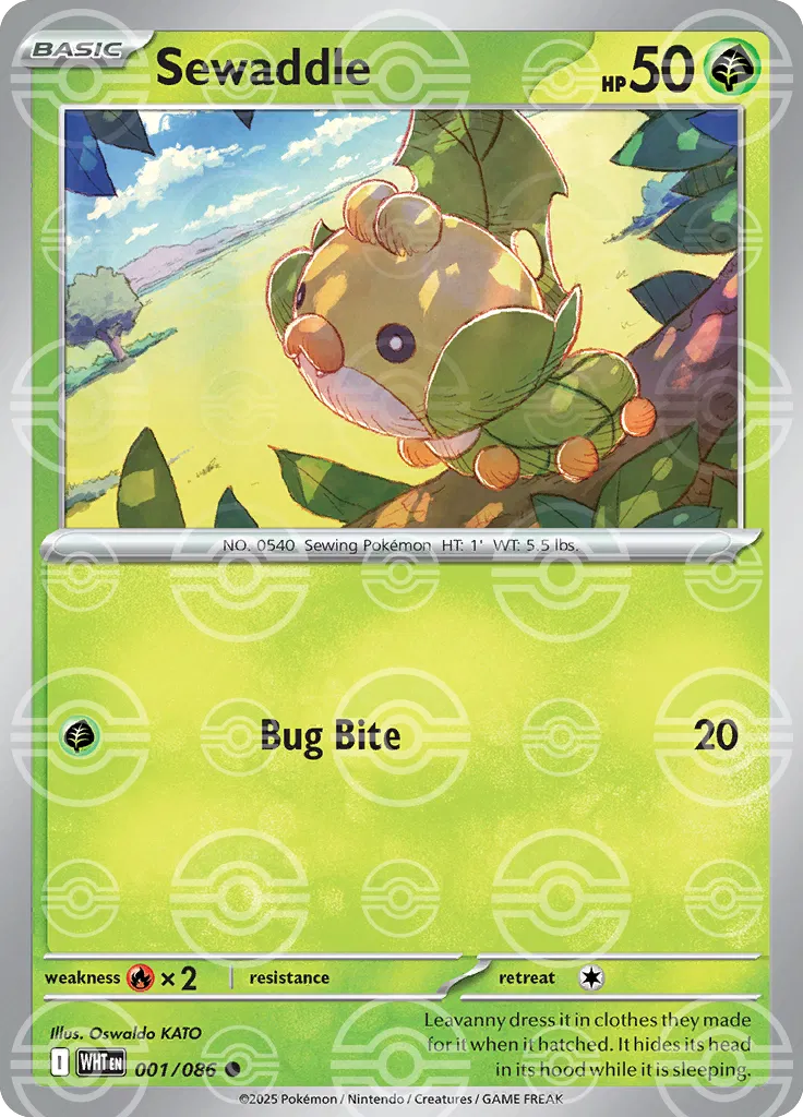 Sewaddle (Poke Ball Pattern) 001/086 - Holofoil SV White Flare