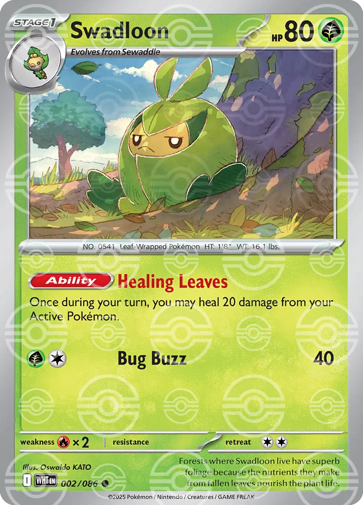 Swadloon (Poke Ball Pattern) 002/086  - Holofoil SV White Flare