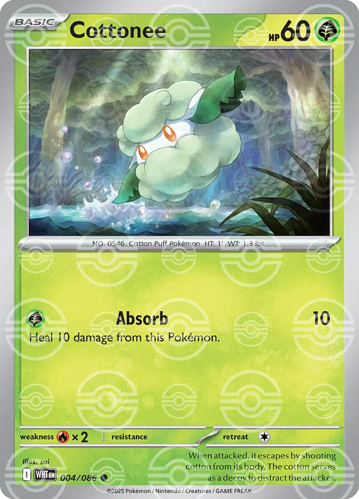 Cottonee (Poke Ball Pattern) 004/086 - Holofoil SV White Flare