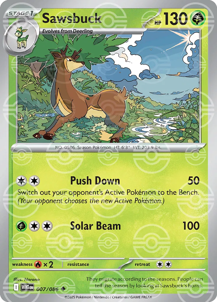 Sawsbuck (Poke Ball Pattern) 007/086 - Holofoil SV White Flare