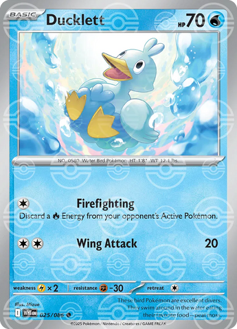 Ducklett (Poke Ball Pattern) 025/086  - Holofoil SV White Flare