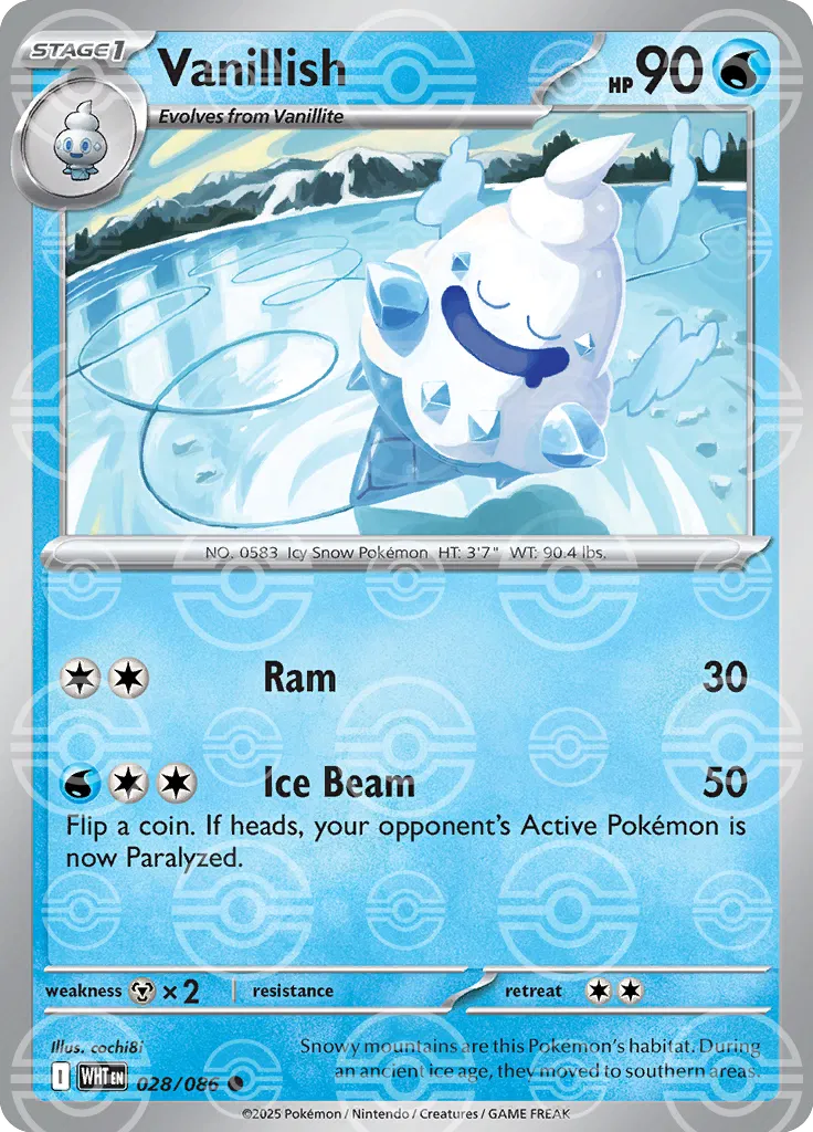 Vanillish (Poke Ball Pattern) 028/086  - Holofoil SV White Flare