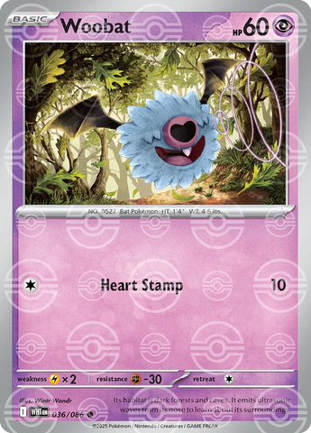 Woobat (Poke Ball Pattern) 036/086  - Holofoil SV White Flare