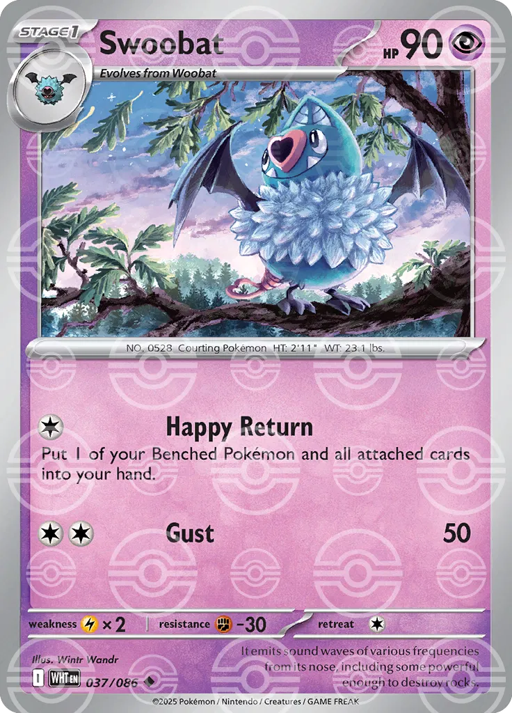 Swoobat (Poke Ball Pattern) 037/086  - Holofoil SV White Flare