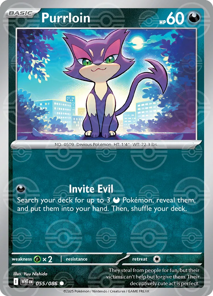 Purrloin (Poke Ball Pattern) 055/086 - Holofoil SV White Flare