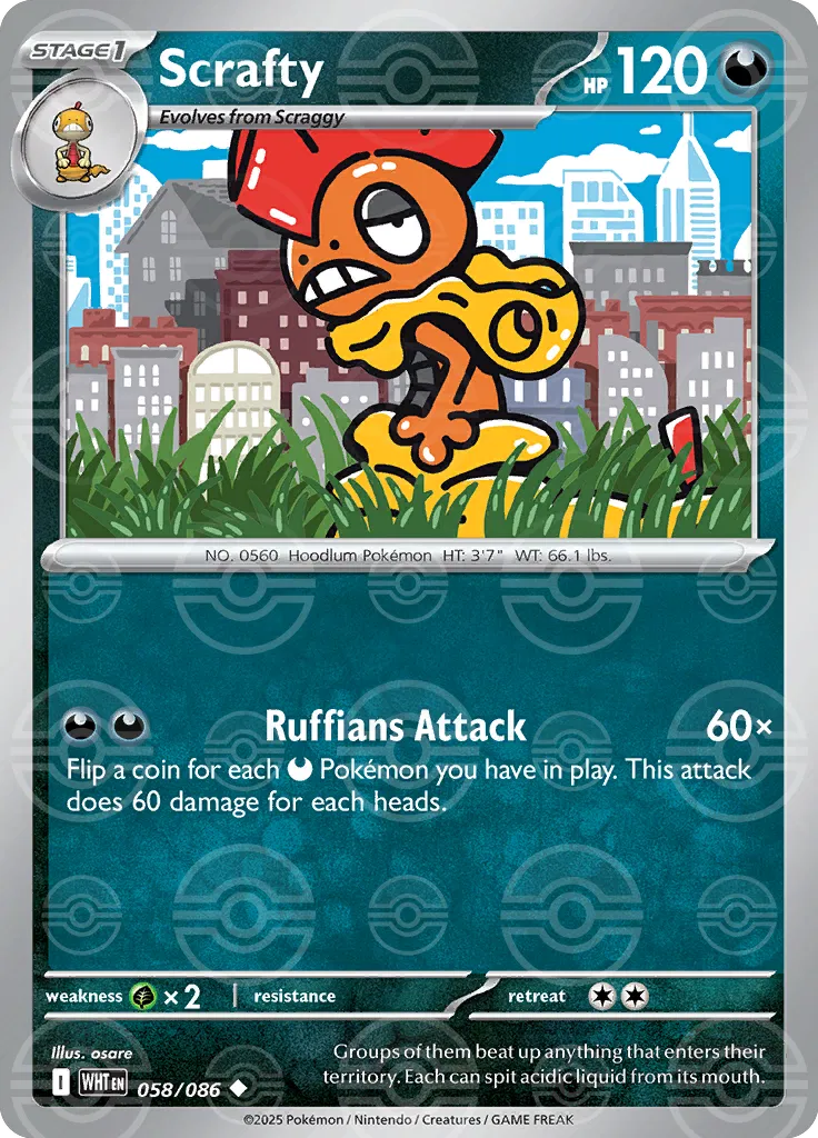 Scrafty (Poke Ball Pattern) 058/086  - Holofoil SV White Flare