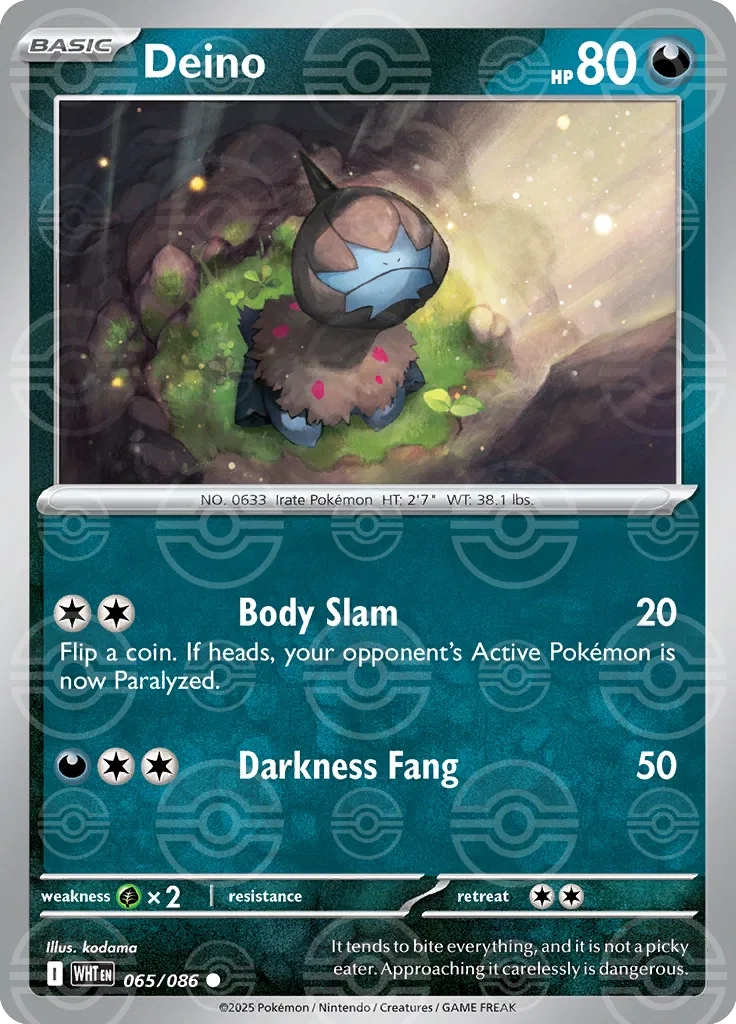 Deino (Poke Ball Pattern) 065/086  - Holofoil SV White Flare